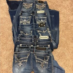 Rock Revival Women's Boot Cut Jeans - Blue and White Stitching